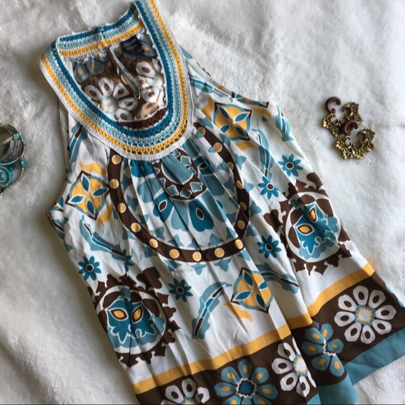 Nicole by Nicole Miller Tops - {NICOLE} Festival Top with Crochet Neckline Detail